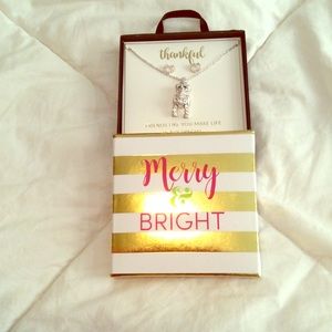 NEW IN THE BOX silver earrings and necklace set